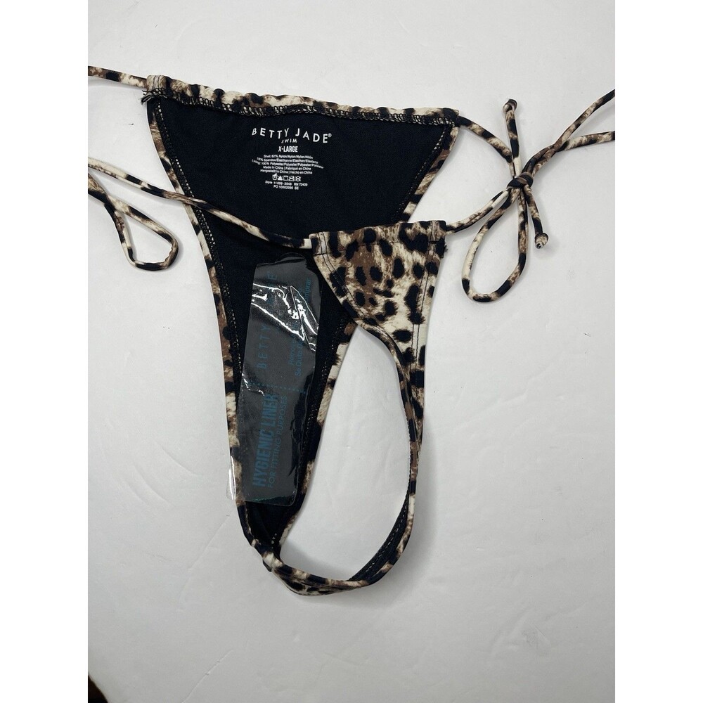 Betty Jade Cheetah Tie Side Thong Swim Suit Bottom Size XL - Picture 2 of 3